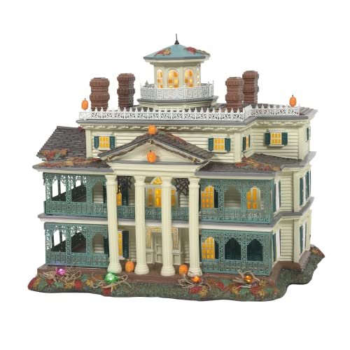 Haunted Mansion Halloween Lit Building, 9-Inch Hand-Painted Resin Figurine