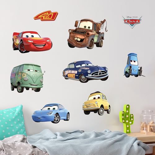 Race Car Wall Decals Set - Peel and Stick Vinyl Room Stickers for Kids