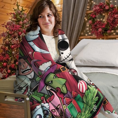 Christmas Flannel Blanket 50x60 Santa Monster Witch Holiday Throw Blanket