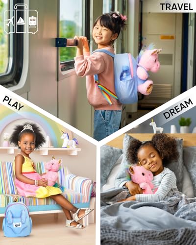 Kids Unicorn Backpack and Mini Unicorns Set in Magic Bag - Pink & Purple