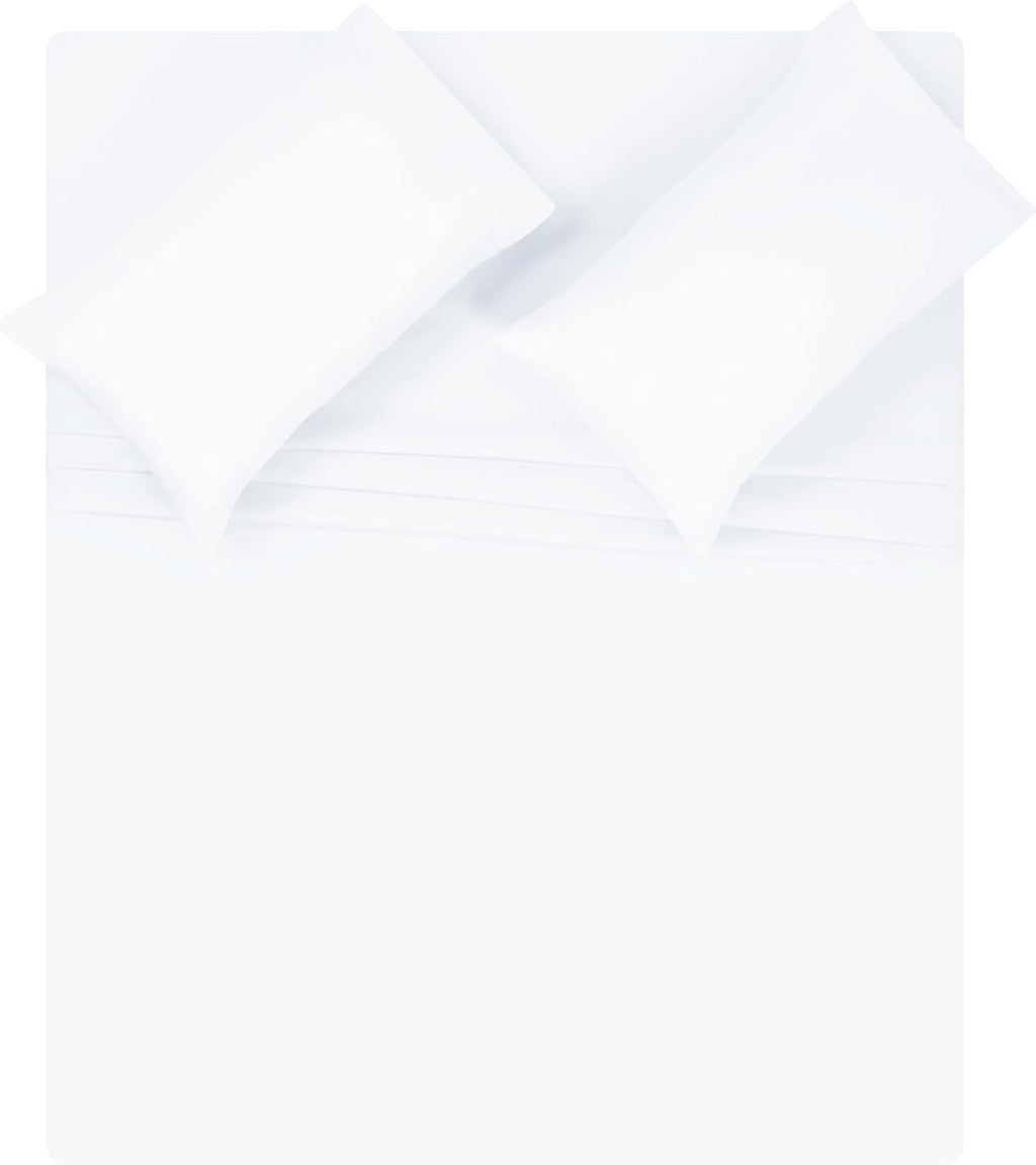 Queen Sheet Set - Ultra Soft Double Brushed Microfiber Bedding | 4-Piece Deep Pocket, Wrinkle-Free, Easy Care - White