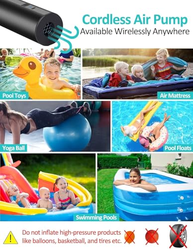 Cordless Electric Air Pump for Inflatables - Rechargeable, Portable Inflator for Pool Floats & Air Mattresses