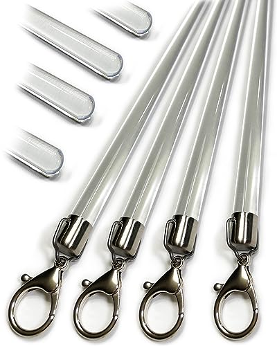 46-Inch Clear Acrylic Curtain Pull Wands - 4 Pack Heavy Duty Drapery Rods