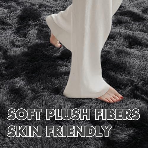 6x9 Ft Shag Area Rug, Ultra Soft Fluffy Tie-Dyed Carpet for Living Room