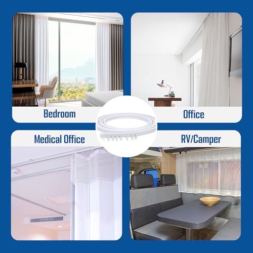Flexible Ceiling Curtain Track System, 2.9 ft Bendable Rail for Curtains