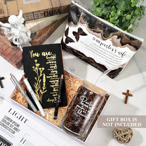 Funnymoom Black Pastor Appreciation Gift Set with Tumbler Journal Pens