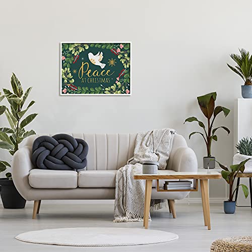 White Dove Christmas Peace Wall Art - 24 x 30 Inch Framed Holiday Decor, White, USA Made