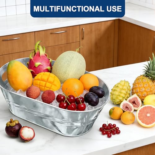 Galvanized Beverage Tubs - 4 Pack, 3 Gallon Ice Buckets for Parties & Drinks