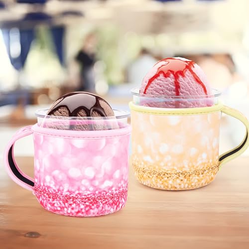 AJLTPA 4-Pack Reusable Animal Pattern Ice Cream Sleeves with Handle, 16oz