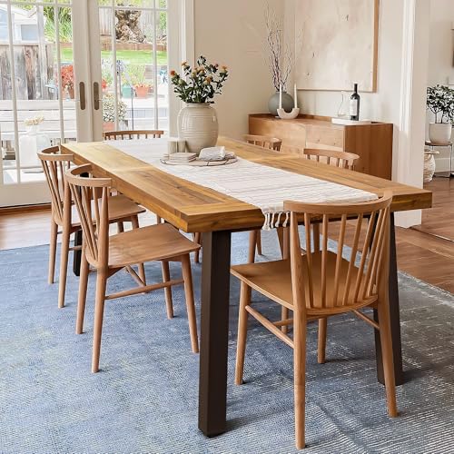 Solid Acacia Wood Dining Table for 6 - 69-inch Farmhouse Indoor Outdoor Table