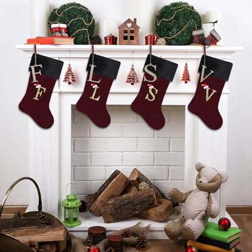 Personalized Burgundy Velvet Christmas Stocking with Gold Monogram, 20-Inch