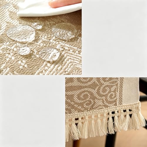 Waterproof Faux Linen Bed Runner with Tassels - Scandinavian Jacquard Bed Scarf