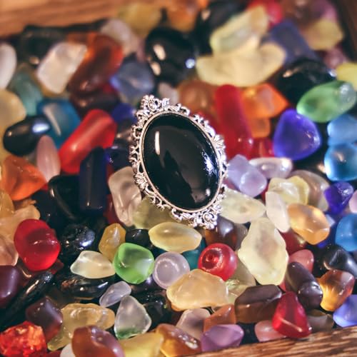 Obsidian Scrying Ring Antique Gothic Divination Tool for Meditation