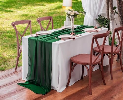 10ft Pack of 2 Chiffon Table Runners - Hunter Green, Wedding & Party Decor