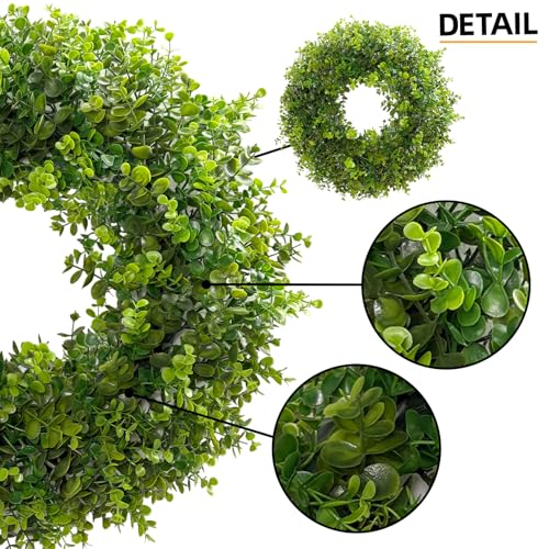 Hiptree 22 Inch Boxwood Wreath for Front Door - Green, Model 03-22 Inch