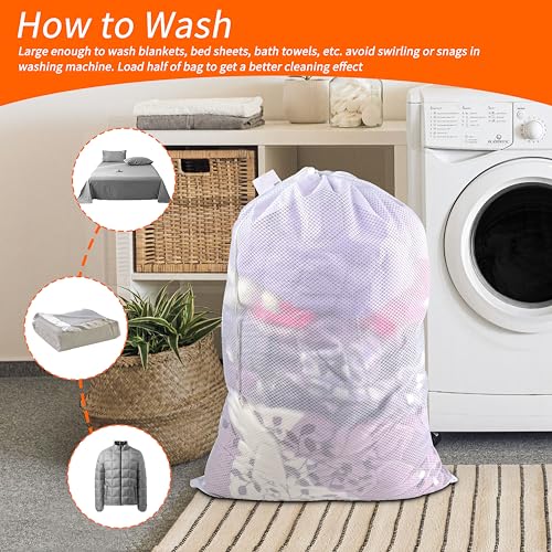 Extra Large Heavy Duty Diamond Mesh Laundry Bag, 24x36 Inch