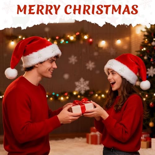 Unisex Velvet Santa Hat for Christmas & Holiday Parties - Adult Xmas Costume Accessory