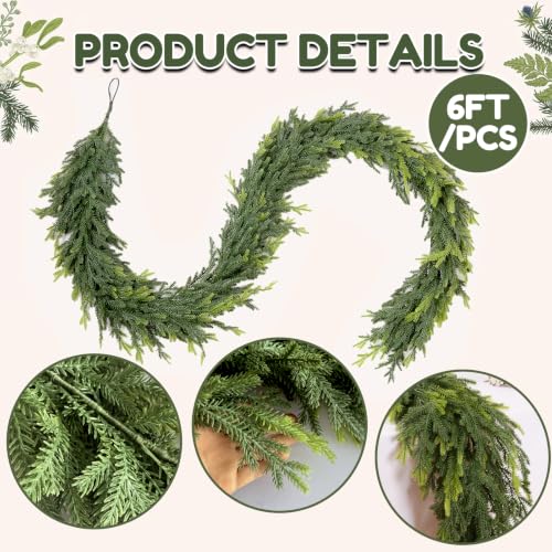 6FT Real Touch Norfolk Pine Garland Christmas Decor - 1Pcs 6FT Norfolk Pine Garland (CYSKXYI)