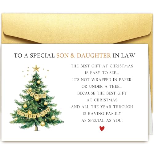 Goroar Christmas Card for Son & Daughter-in-Law 2023 - From Parents, Premium Matte Finish, Includes Envelope, #547