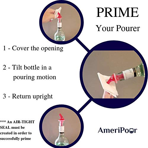 AmeriPour 1.5oz Liquor Pourer Spouts - 3 Pack Made in USA, No Leak, Perfect Cocktail Pour