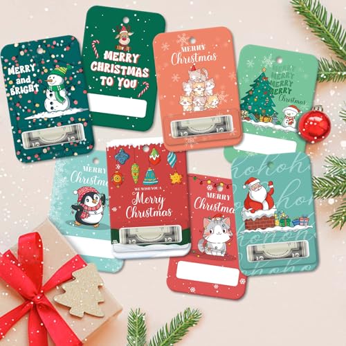 Merry Christmas 8 Pack Money Cards - Cash Holder Gifts for Kids & Friends (SuperShunhu)