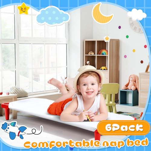 Multi-Color Stackable Toddler Daycare Cots with Sheets - 54 x 23 inches, Burbell
