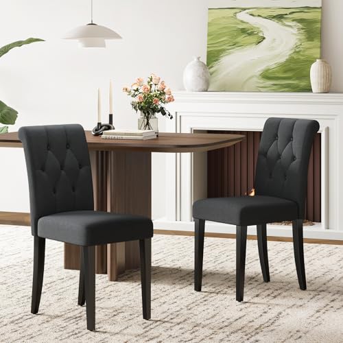 Upholstered Button Tufted Dining Chairs Set of 4, Modern Fabric Side Chairs