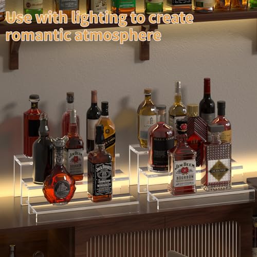 3-Tier Acrylic Liquor Bottle Display Shelf, 15-Inch Bar Organizer Rack