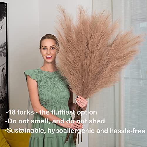 43-Inch Faux Pampas Grass Decor, 6 Stems Tall Artificial Boho Flower Branches