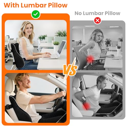 Ergonomic Lumbar Support Pillow - Memory Foam with Adjustable Straps