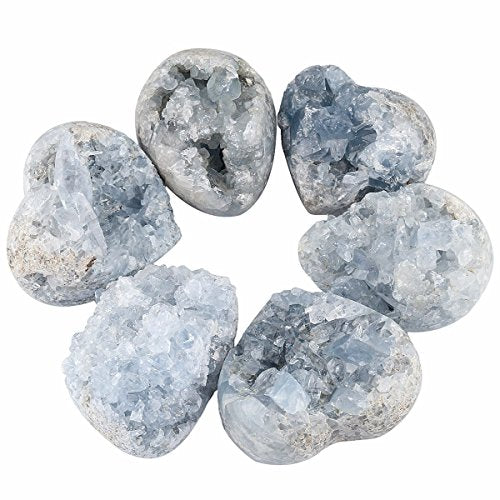 Natural Raw Blue Celestite Crystal Cluster Geode Specimen (160-220g)