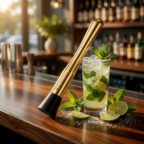 Homestia Gold Cocktail Muddler 10 Inch for Mojitos & More – Premium Stainless Steel