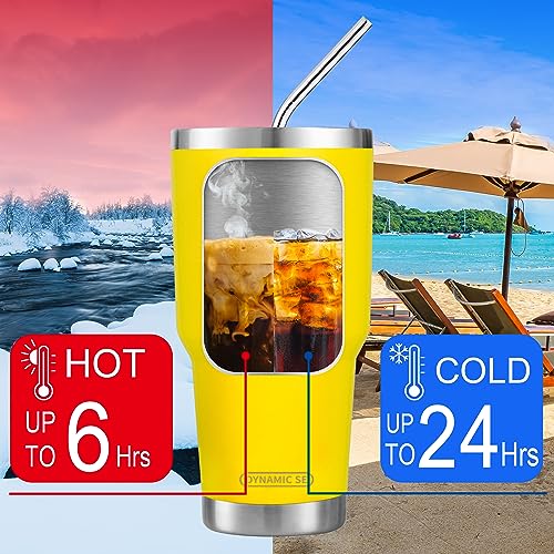 D·S 30oz Yellow Tumbler - Double Wall Vacuum Insulated Travel Mug