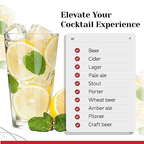 12 Pack 16oz Beer Pint Glasses Set - Premium Highball Cocktail Glassware