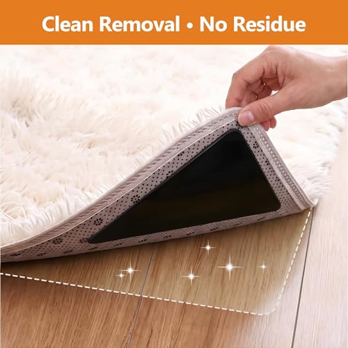 16 Pcs Anti-Slip Rug Grippers for Hardwood Floors - Reusable Carpet Tape
