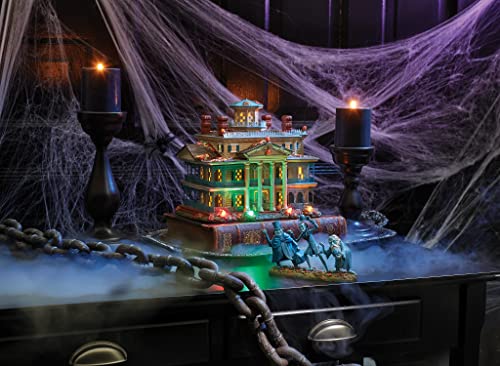 Haunted Mansion Halloween Lit Building, 9-Inch Hand-Painted Resin Figurine