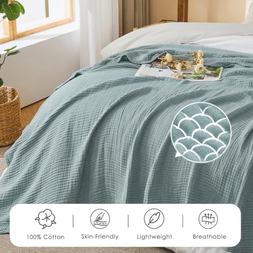 EMME 4-Layer Muslin Throw Blanket - Soft Cotton Gauze Couch Blanket, 50"x70"