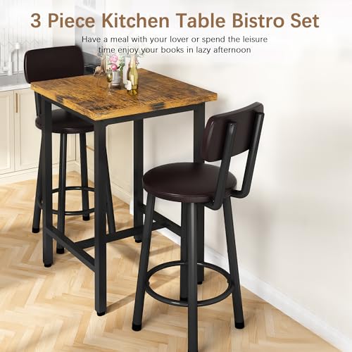3-Piece Counter Height Pub Dining Set with 2 Bar Stools for Small Spaces