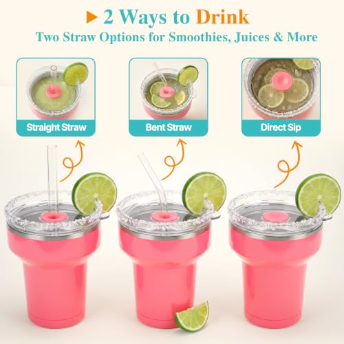 Tronco 16oz Insulated Margarita Tumbler with Lid & Saltable Rim - Coral Pink