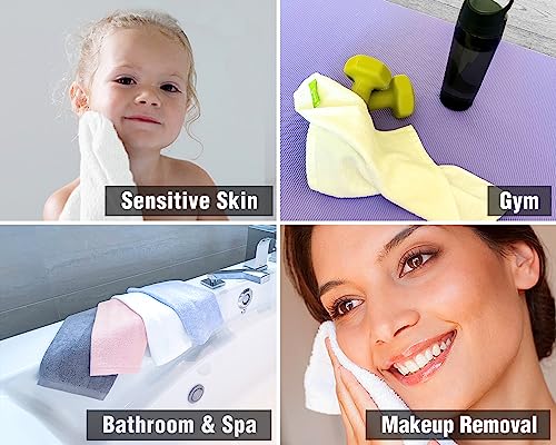 12-Pack Bamboo & Cotton Washcloths - Soft 13" x 13" Face & Body Towels