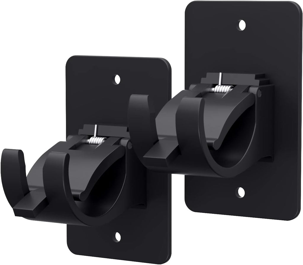 Skiennix Self-Adhesive Curtain Rod Brackets - No Drill, Universal Holders for Home | Black, 2 Pieces