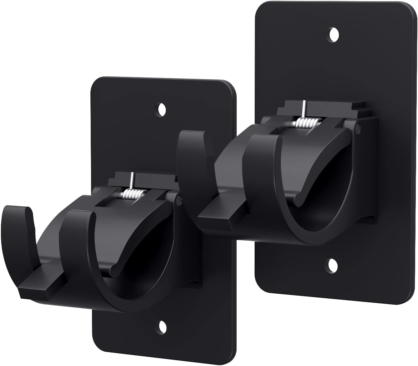Skiennix Self-Adhesive Curtain Rod Brackets - No Drill, Universal Holders for Home | Black, 2 Pieces