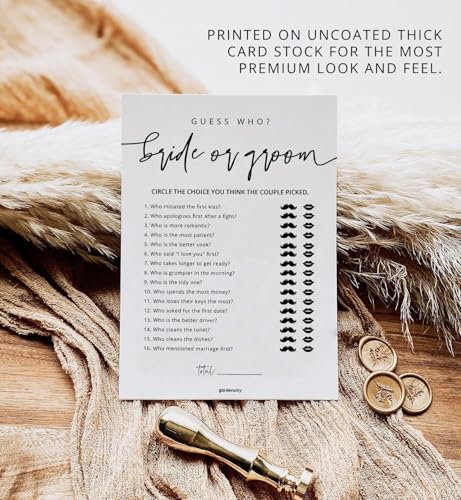 GardenCity Guess Who Bride or Groom? Bridal Shower Games for 50 Guests - Minimalist Design