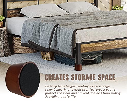 3-Inch Wooden Bed Risers Set of 4 | Heavy Duty, Non-Slip