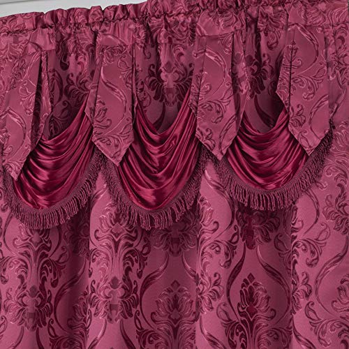Burgundy 4-Piece Drape Set with Valance & Sheer, 84" Length