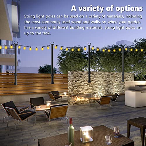 5ft Outdoor String Light Poles - Heavy-Duty Galvanized Steel, 2 Pack