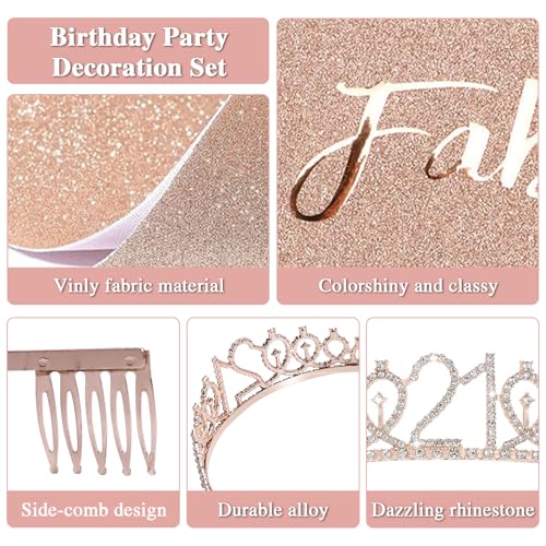 21st Birthday Gift Set for Women with Wine Glass, Tiara, Sash and Wine Bag