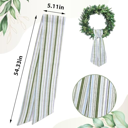 Seersucker Wreath Sash for Front Door Colorful Stripe Garland Ribbon