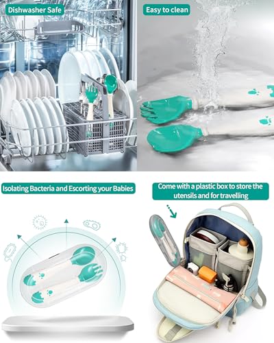 Toddler Utensils Self-Feeding Flatware Set with Travel Case - Green