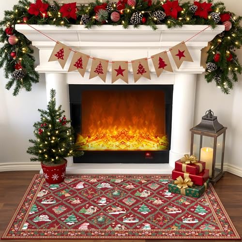Acapet 2' x 3' Red Christmas Door Mat – Non-Slip Indoor/Outdoor Welcome Rug